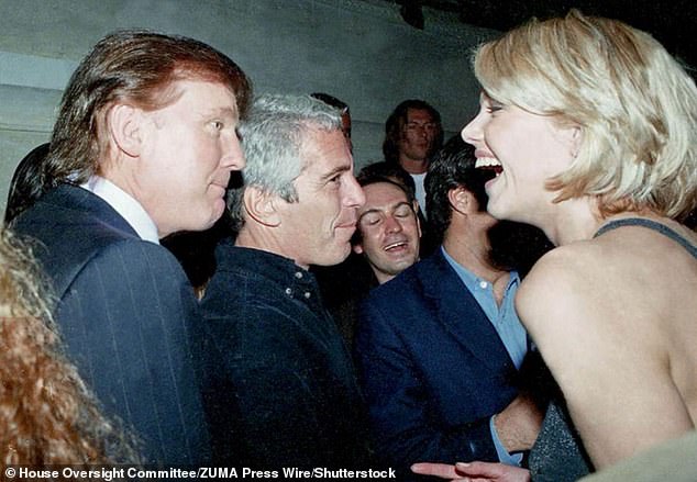 Trump and the financier chatting to Belgian supermodel Ingrid Seynhaeve at a Victoria's Secret party at Manhattan's Laura Belle club in April 1997
