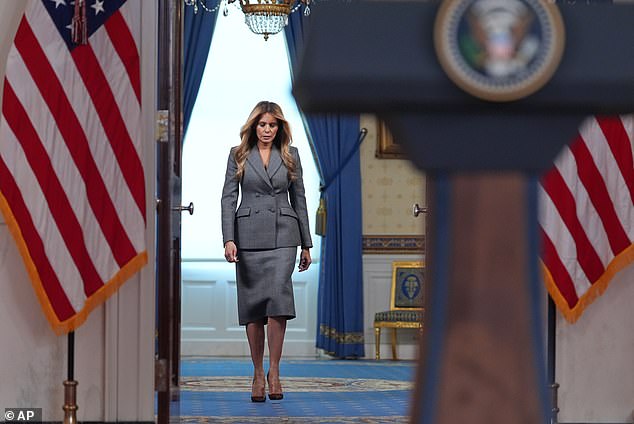 Melania seemed nervous throughout her address on Thursday, after which she declined to take any questions