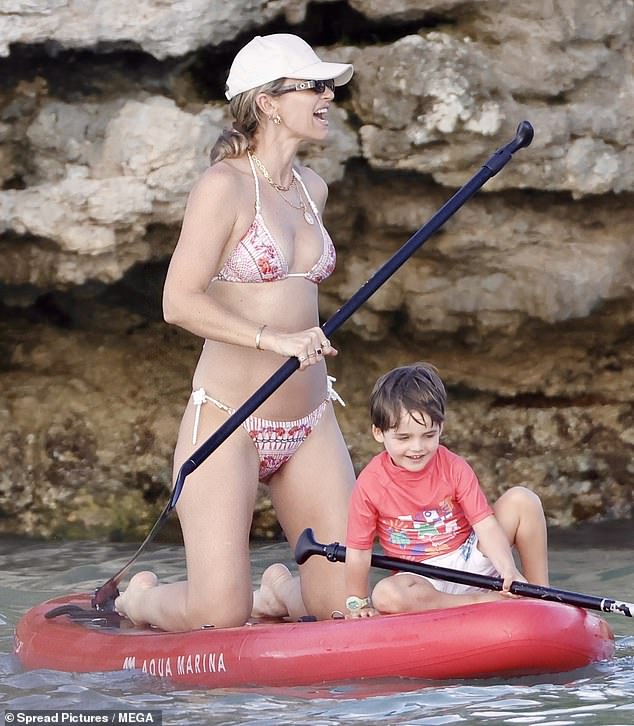 The presenter appeared to be in high spirits while accompanied by youngest son Otto