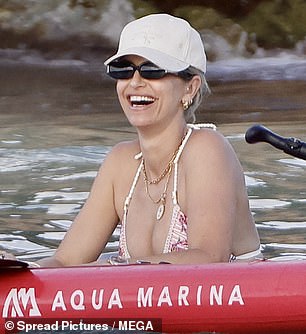 She appeared to be in high spirits while out in the water on Thursday