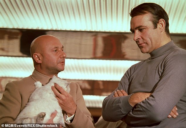 Angela was introduced to the acting world by her father Donald, who was famed for his role as Bond villain Ernst Stavro Blofeld (pictured, right, with Sean Connery)