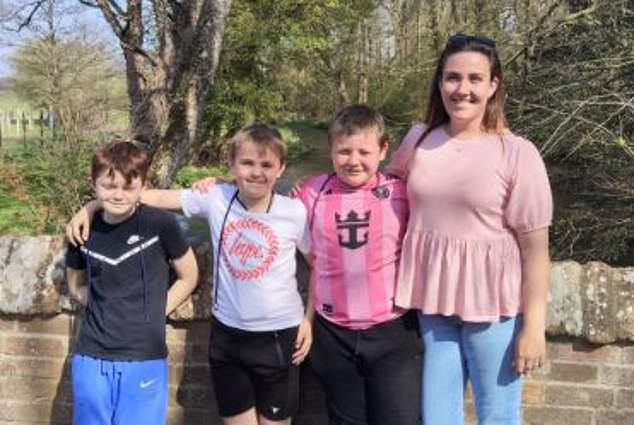 ¿You used to be able to picnic on the grass by the river but now that¿s fenced off,' says Rosie, who enjoys going out walking with her children Roo, left, Eli, centre, and Louie