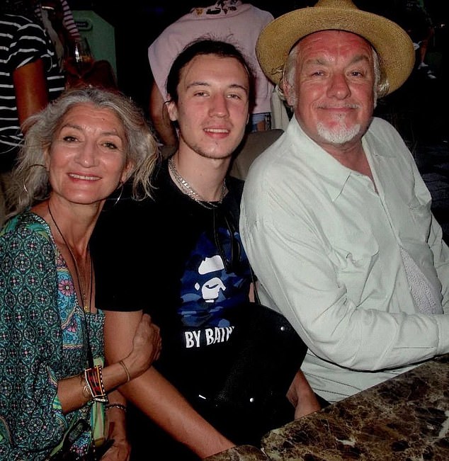 Finbar Sullivan, centre, with his mother Leah Seresin and father Chris Sullivan. Film student Finbar was fatally stabbed on Tuesday