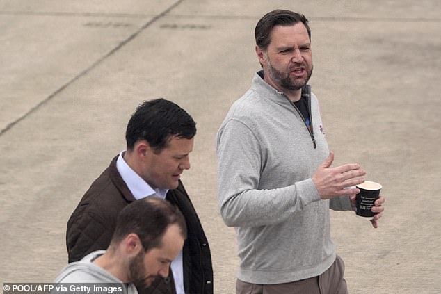 US Vice President JD Vance (R) walks across the tarmac during a scheduled refuelling stop at Ramstein Air Base in Germany on April 12, 2026 following his departure from Islamabad after talks on Iran. Iran and the United States failed to strike a deal on April 12 to end the war in the Middle East, but there was no immediate return to hostilities and the region clung to hope that a fragile truce would hold