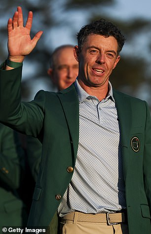 Rory McIlroy celebrates winning The Masters