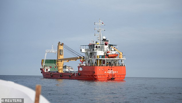 Trump announced earlier on Sunday that the US will start blockading ships trying to enter the Strait of Hormuz (pictured), a narrow waterway through which one-fifth of the world's oil passes