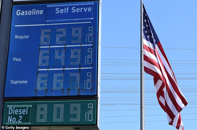 Oil prices were already rising in early market trading Sunday night after the US announced the blockade. Gas prices are pictured in California last Wednesday