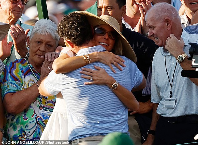 The couple embraced as his emotional parents Gerry and Rosie watched on
