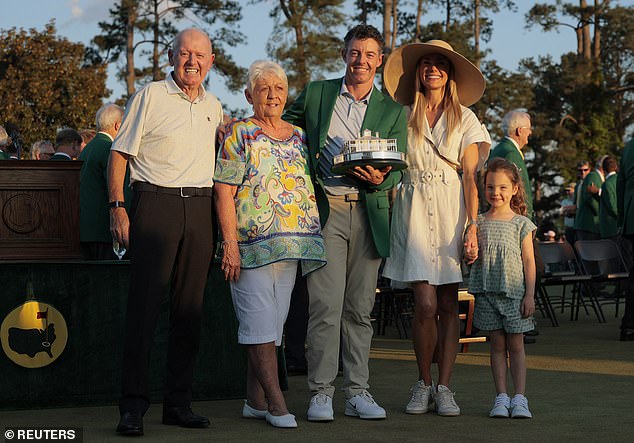 McIlroy with wife Erica Stoll, daughter Poppy, mother Rosie McDonald and father Gerry McIlroy