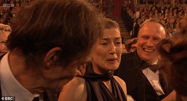 Rosamund was seen breaking down in tears as she was announced the winner