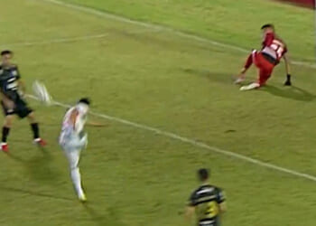 Fans left in stitches by most bizarre penalty ever as goalkeeper's incredible save ends in ultimate humiliation