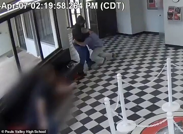 Moore then tackled the gunman and pinned him to a nearby bench before forcing the weapon out of his hand