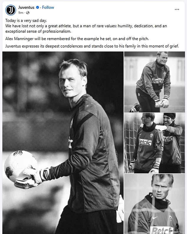 Juventus was among Manninger's former clubs to pay testament to his professionalism