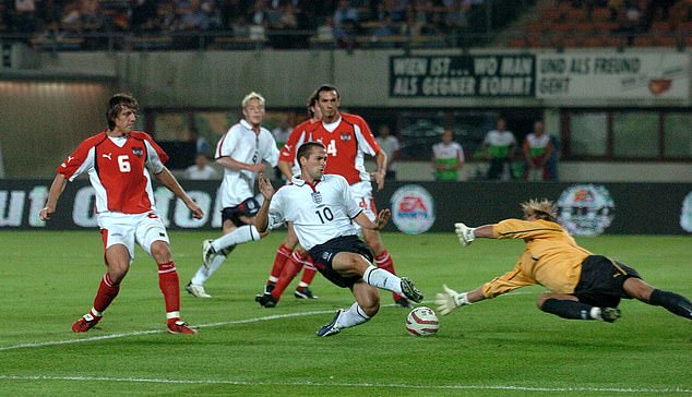 The 48-year-old made 33 appearances for his country (pictured against England in 2004)