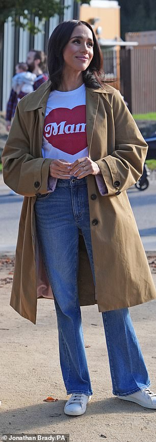 The Duchess wore  jeans and a trench coat to take part in a Scar Tree Walk during her trip to Australia
