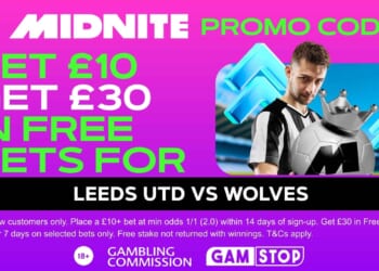 Claim £30 bonus for Leeds vs Wolves with code BETGET30