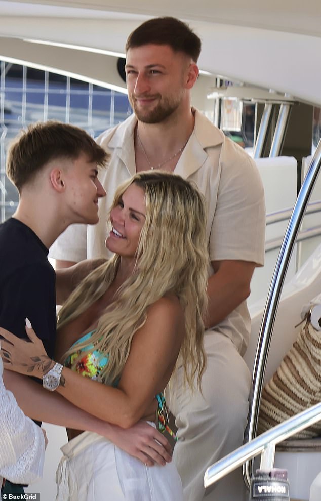 The lovebirds were later joined by birthday boy Maxwell (pictured) and Kerry's daughter daughter Heidi, 19,  both of whom she shares with second husband Mark Croft