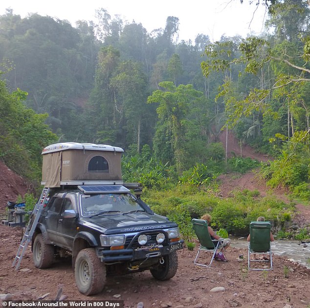 The couple first set off in 2012. They had wanted to cover 50 countries in total, in a mammoth trip that took 18 months to plan. Pictured: The pair's car