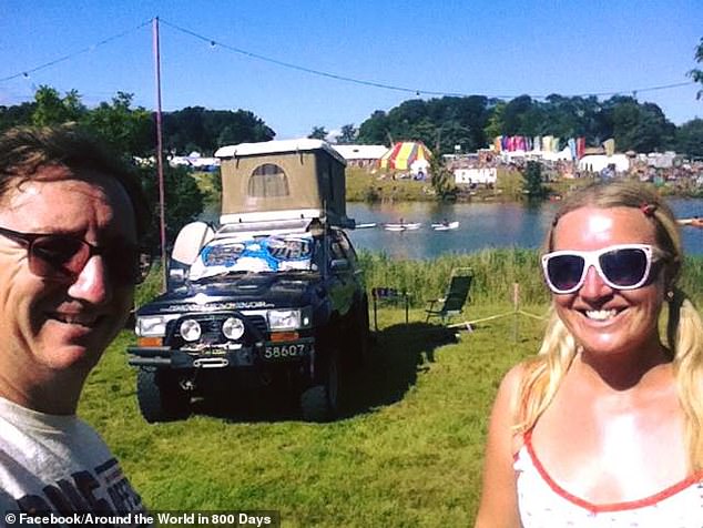 They had estimated their journey would cost £20,000 for fuel alone. Pictured: The couple with their car