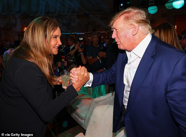 She claims the State Department refused to correct it under a new policy restricting gender marker changes, though she insisted she is not blaming Trump and 'loves what he's doing'. Pictured: The longstanding friends shake hands at the LIV Golf invitational in 2022