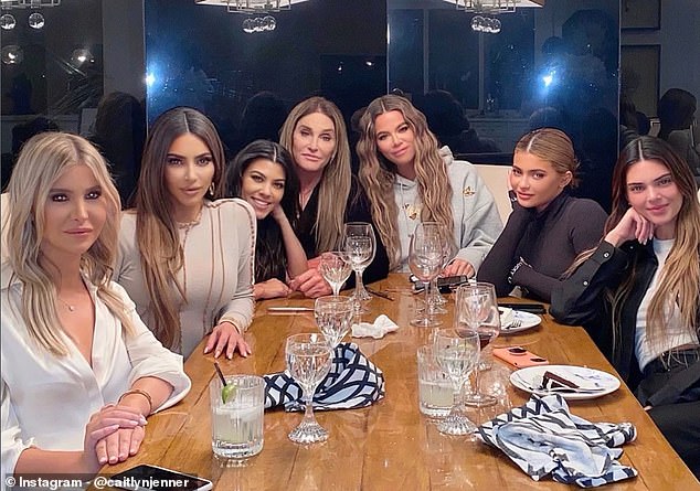 Jenner pictured with (L-R) Kim, Kourtney and Khloe Kardashian, as well as daughters Kylie and Kendall Jenner