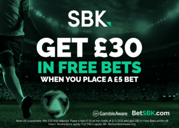 Get £30 in football free bets with SBK