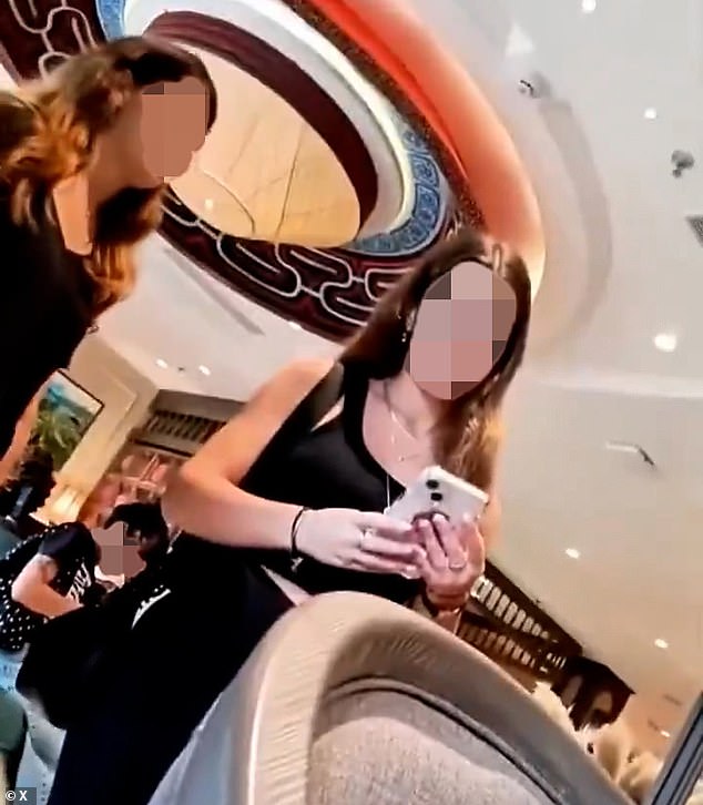 A third video shows them harassing an Israeli tourists in a lobby, asking her if she killed people when she was in the IDF
