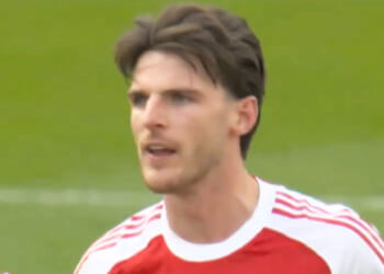 Declan Rice seen mouthing four words of defiance after full-time whistle as Arsenal suffer title hammer blow at Man City