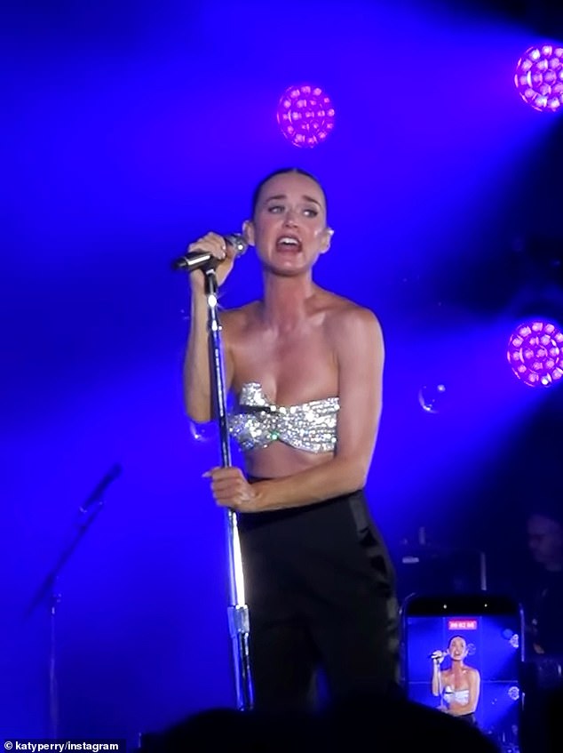 Perry - who's currently dating former Canadian PM Justin Trudeau, 54 - performed a private concert on Saturday at La Nuvola, and shared a clip of herself on stage