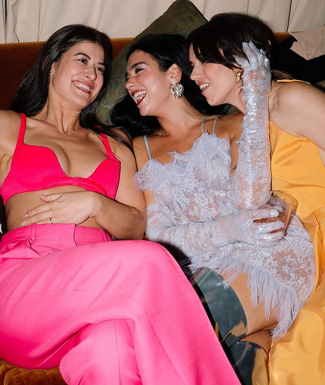 Uniacke's daughter from a previous marriage, Olive (left), had her wedding featured in Vogue in 2022 and Valentino gifted her a bright pink suit and bralette to wear for the reception