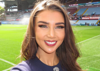 Sky Sports star Kate Tracey swaps horse racing for football as she stuns in knee-length boots at Premier League ground