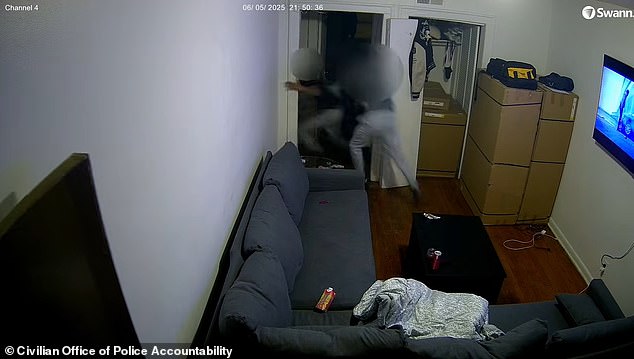 The suspect ducked into an apartment, where a second man was seen holding a long gun