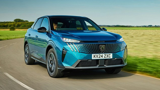 Peugeot 3008: The popular Peugeot, which costs £40,865, has an EV range of around 53 miles
