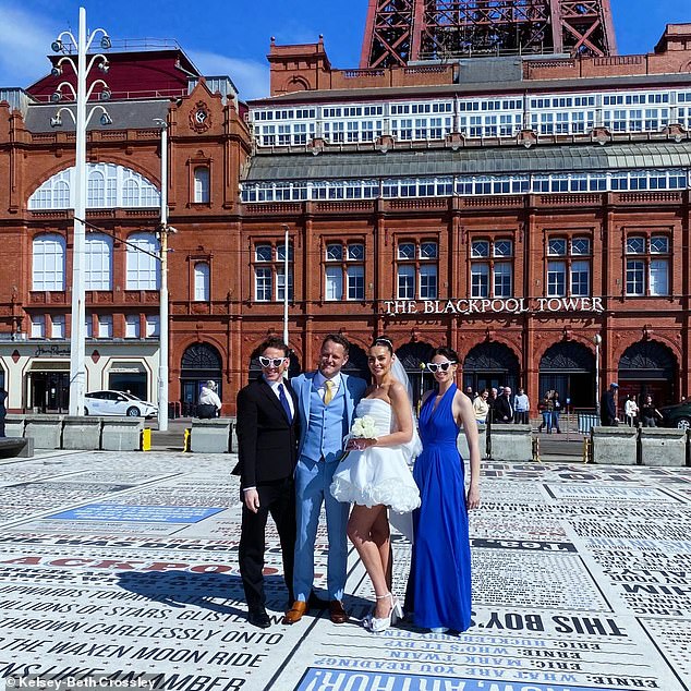 Newlyweds Kelsey and Matt looked more loved-up than ever after saying "I do" as they posed for photos outside The Blackpool Tower