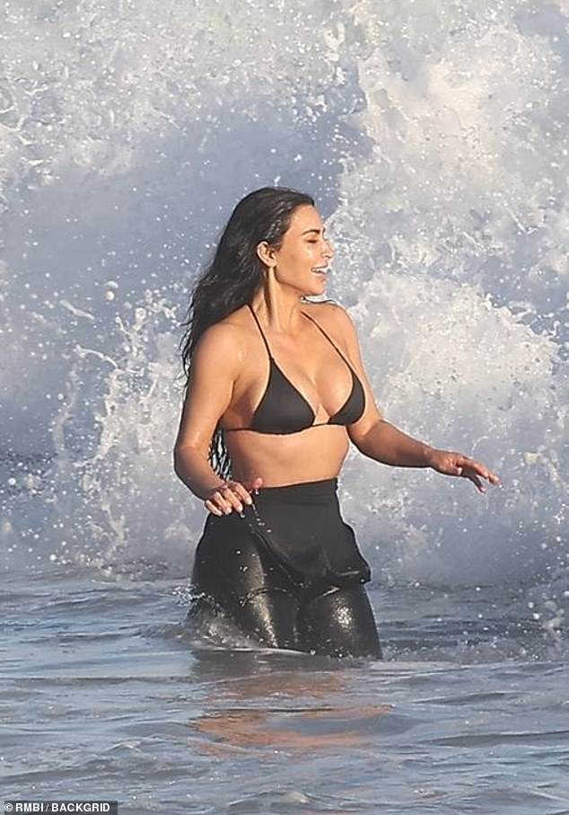 The SKIMS founder showed off her fashion sense as she wore all black