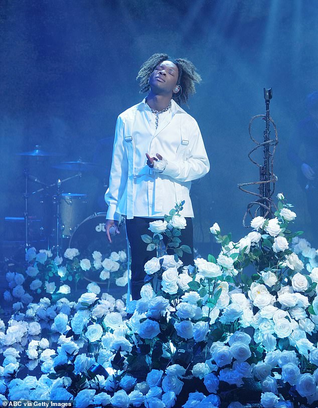 D4vd was on tour when a body was discovered in his abandoned Tesla at a Los Angeles tow yard on September 8. (He is seen above performing on Jimmy Kimmel Live! in November 2023)
