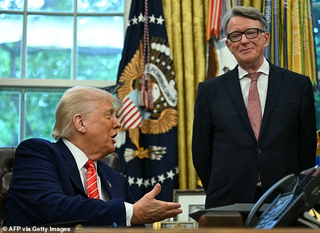 Peter Mandelson, pictured with US President Donald Trump, was appointed Britain's ambassador to Washington despite security concerns