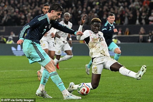 After making his debut last year, Kojo Peprah Oppong (right) has won four caps for Ghana and will now set his sights on taking down England in the group stage