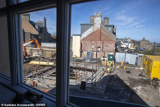 The pensioner's window looks directly out onto the courtyard on which works are taking place