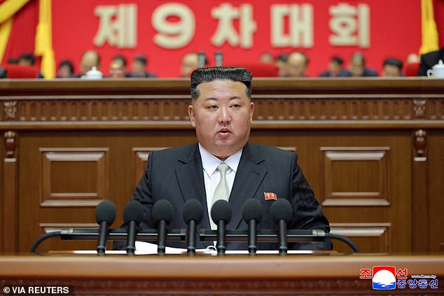 North Korean leader Kim Jong Un speaks during the fifth session of the Ninth Congress of the Workers' Party of Korea (WPK), in Pyongyang, North Korea, February 23, 2026
