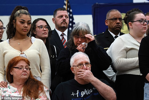 Family members of some of the victims of the Gilgo Beach serial killer Rex Heuermann attend a news conference after he finally confessed to his crimes