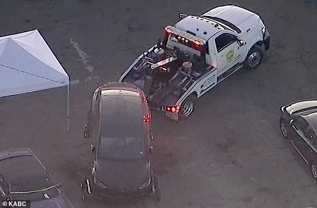 The Tesla SUV where police say Rivas' body was discovered on September 8, 2025