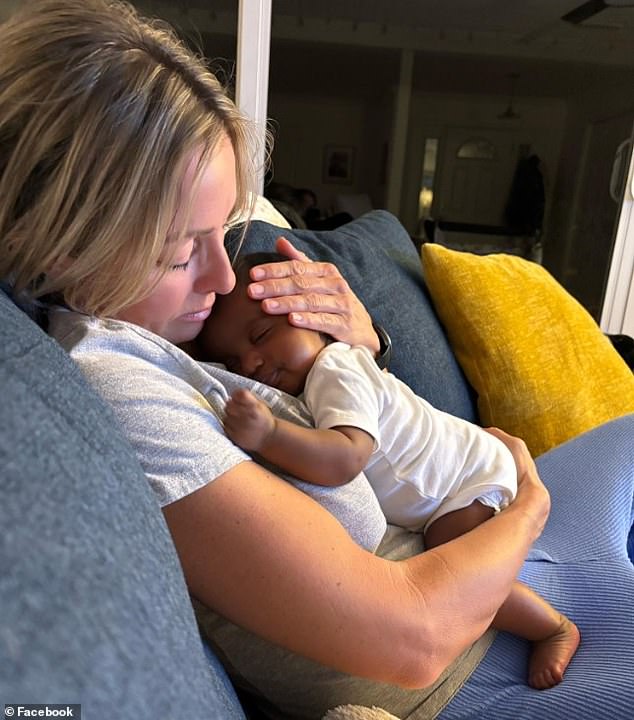 After genetic testing identified Shea's biological parents, Score (pictured with her daughter) and Mills issued a statement vowing that they 'will love and will be this child's parents forever'