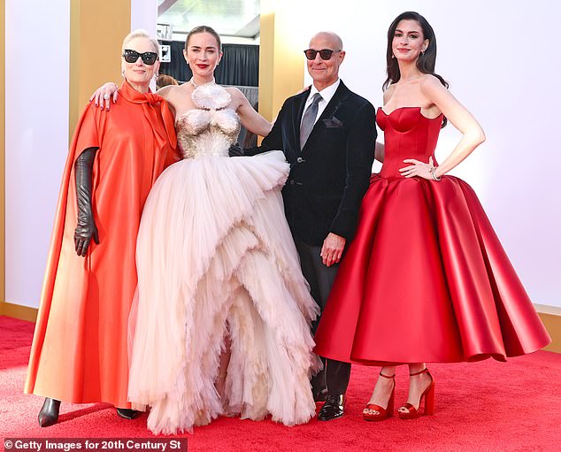 Sydney's cameo in The Devil Wears Prada 2 as been axed amid fears Hollywood has turned their back on star (L-R) Meryl Streep, Emily Blunt, Stanley Tucci and Anne Hathaway at the world premiere in New York on Monday, which Sydney did not attend