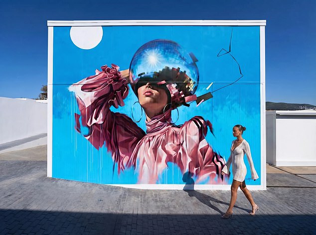 A mural by UK Artist Epod at Hï Ibiza is one of the standout works of art on display