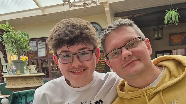 Chris is pictured with his eldest son, Lucas, who recently turned 16 and is currently managing Functional Neurological Disorder (FND)