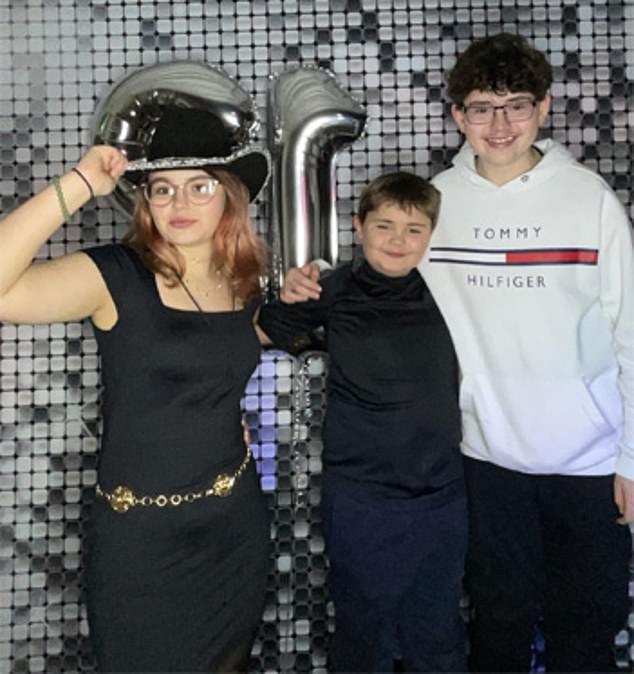 Chris and Anna's three children are pictured. (L-R): Emmy, 14, Toby, 11, Lucas, 16. Despite the circumstances, the family are remaining hopeful
