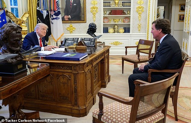 Tucker Carlson with President Trump in the Oval Office in January