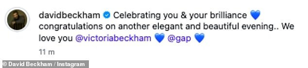 David shared a gushing tribute to her after the event too