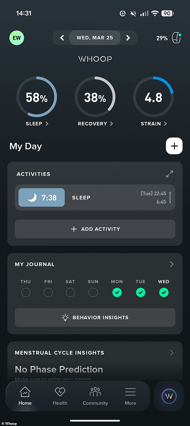 Once you've downloaded the app, it will measure your sleep score and recovery